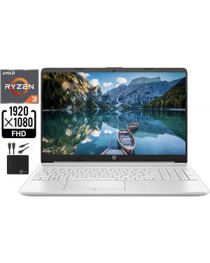 2021 Newest HP Laptop Computer, 15.6 inch FHD 1080p Display, AMD Dual-Core Ryzen 3 3250U (Beat i3-10110U) Upto 3.6 GHz, 4GB DDR4 RAM, 128GB SSD, HD Webcam, HDMI, Bluetooth, WiFi, Win10 S, w/Marxsol Cables