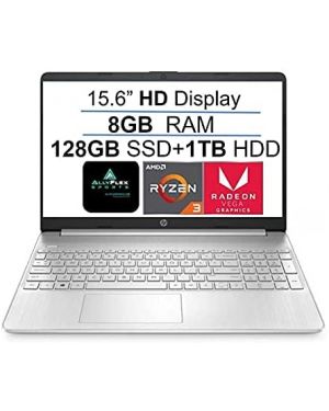 2021 Newest HP 15 15.6 inch HD Display Laptop Computer, AMD Ryzen 3 3250U(up to 3.5GHz, Beat i3-8130U), 8GB DDR4 RAM, 128GB SSD+1TB HDD, WiFi, Bluetooth, HDMI, Webcam, Remote Work, Win 10 S, AllyFlex MP